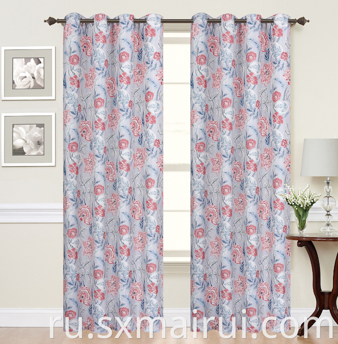 100% Polyester Flax Shade Printed Curtain